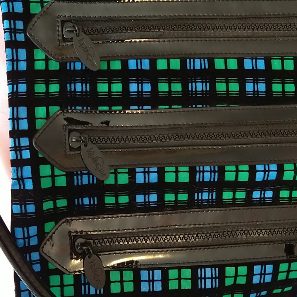 Kipling Blue/Black/Green Checked Bag - image 7